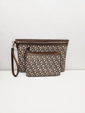 DKNY Monogram Wristlet Set Saffiano-style Leather Trim